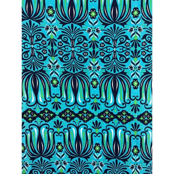 Tory Burch Shift Blue Green Geometric Silk Dress Medium M 3/4 Sleeve Stretch - Picture 8 of 10
